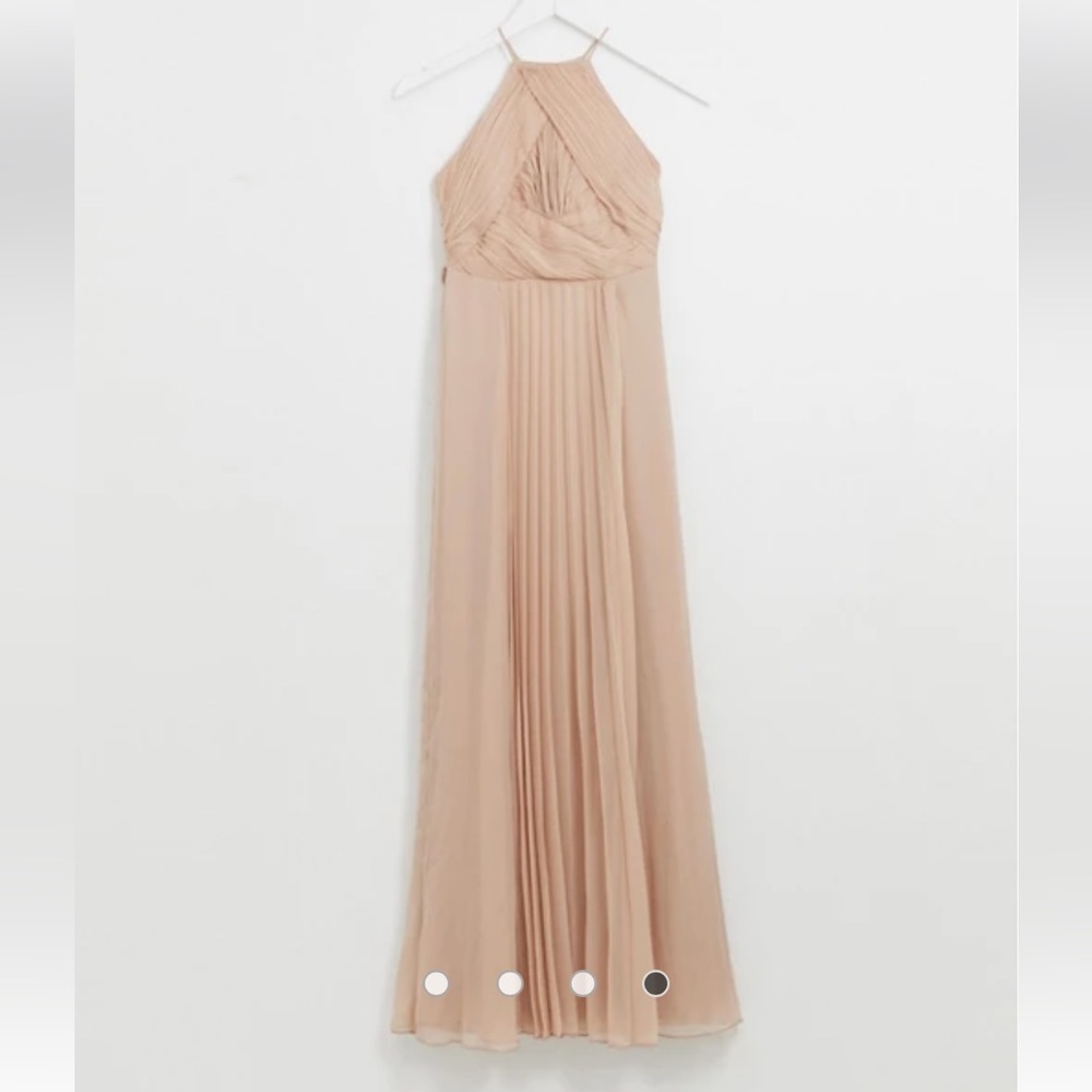 ASOS Bridesmaid Cross Halter Maxi Dress Taupe Dusty Rose size 4P